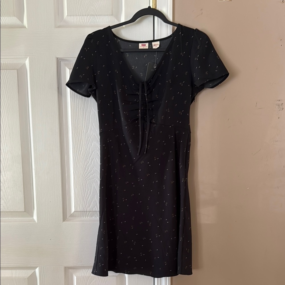 Levi's Black Sheath Dress with Flutter Sleeves